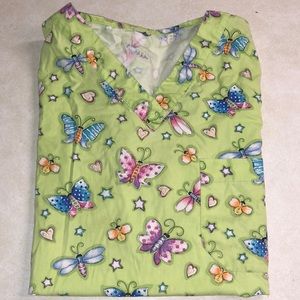Butterfly scrub top